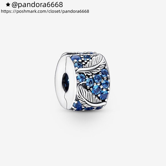 Pandora Curved Feather & Pavé Clip Charm - Picture 1 of 5